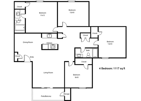 Fox Run_4 Bedroom Floor Plan